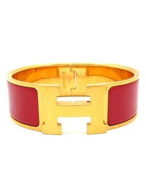 Hermes Bangle Clic Clac Gold Red Bracelet